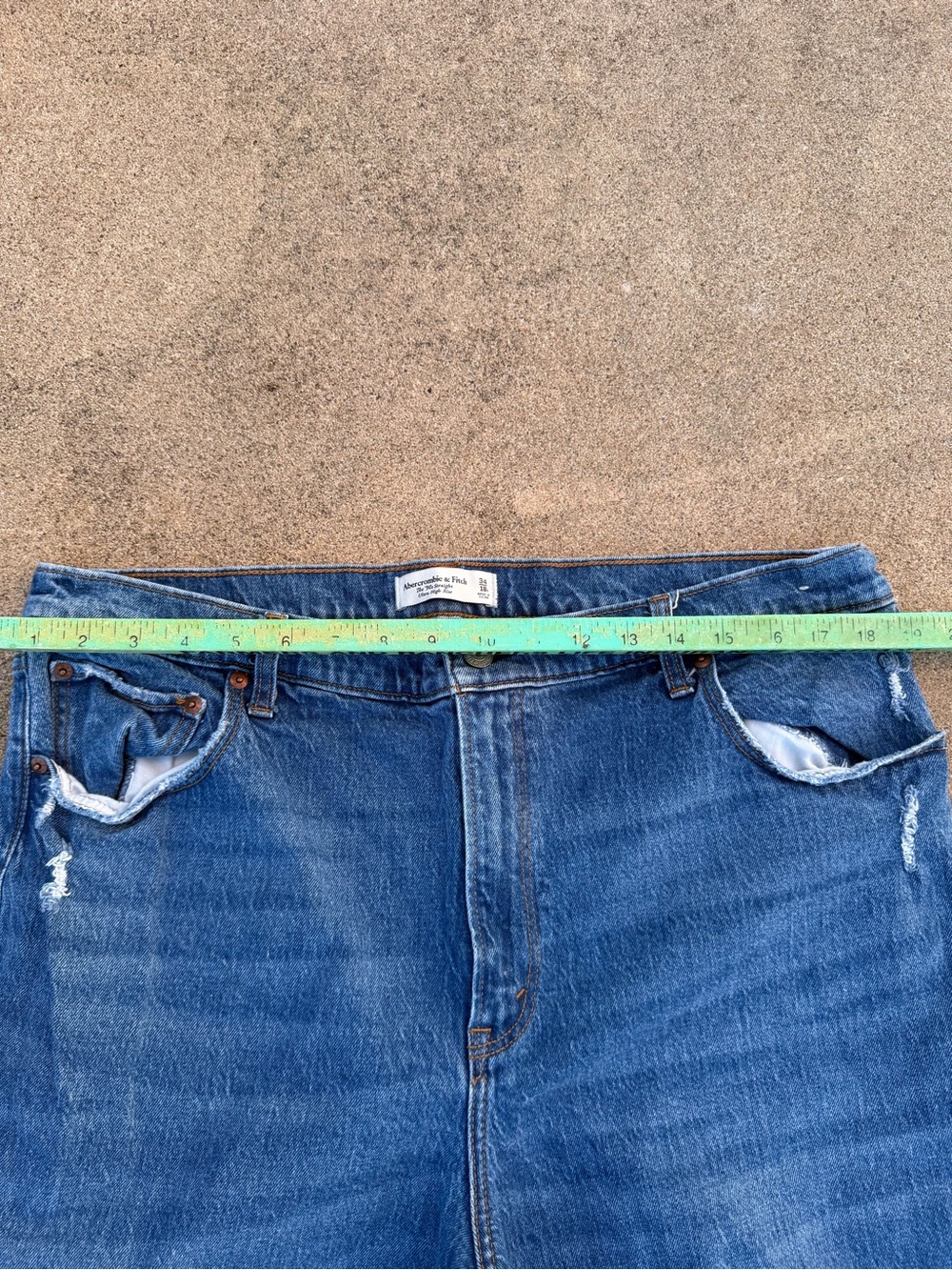 Abercrombie & Fitch 90's High-rise Ultra Straight Jeans Size 34/18R Dark Wash - Picture 8 of 11